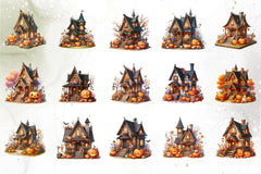 Cute Pumpkin House Clipart Bundle - CraftNest - Digital Crafting and Art