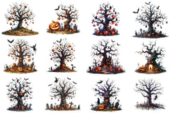 Halloween Tree Clipart Bundle 1 - CraftNest - Digital Crafting and Art