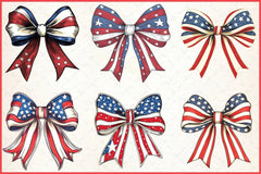 4th of July Flag Bows Clipart Bundle - CraftNest - Digital Crafting and Art