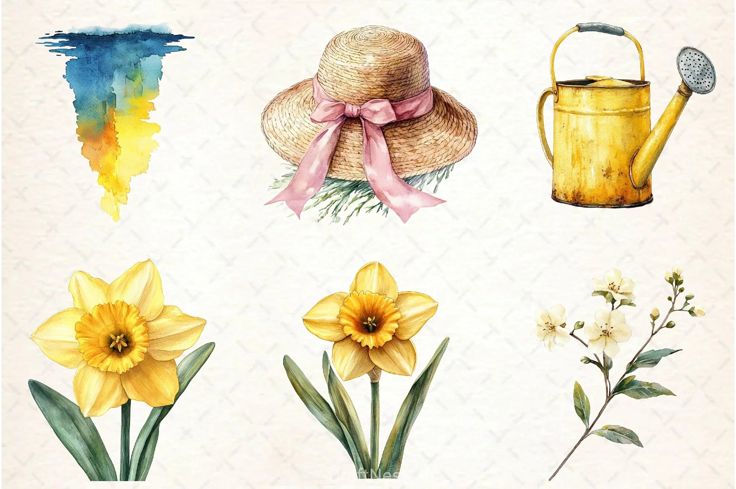 Yellow Spring Clipart Bundle - CraftNest - Digital Crafting and Art