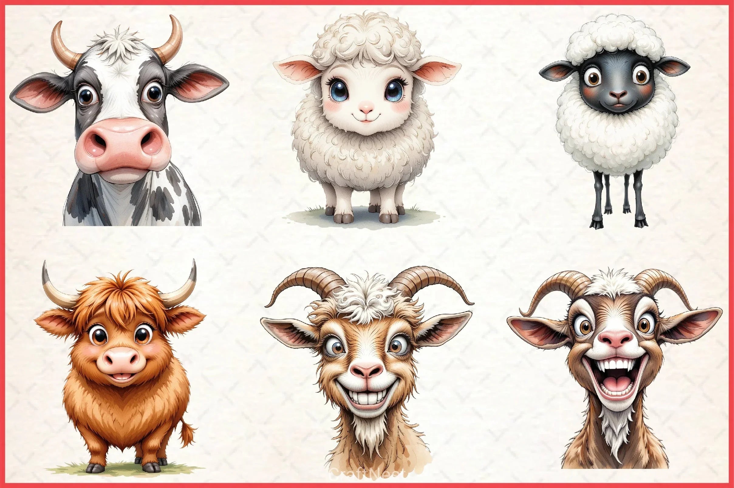 Cute Farm Animals Clipart Bundle 2 - CraftNest - Digital Crafting and Art