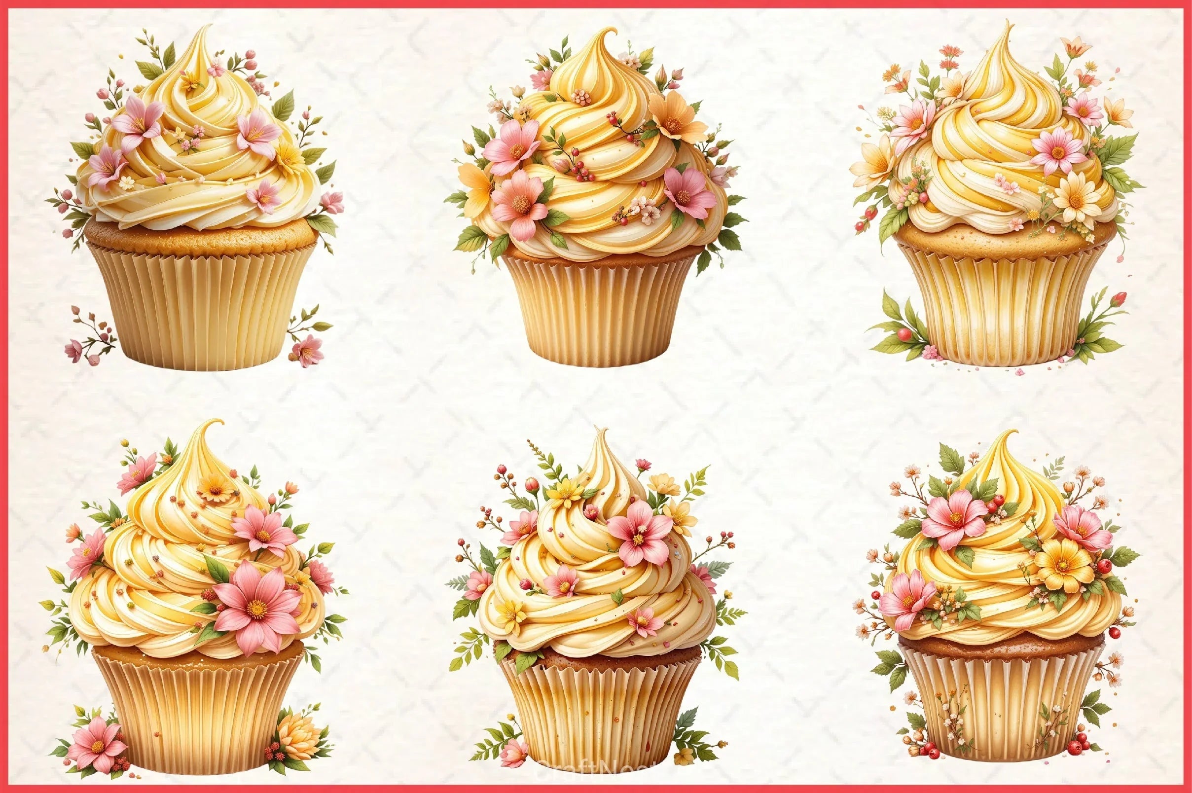 Floral Cupcake Clipart Bundle - CraftNest - Digital Crafting and Art