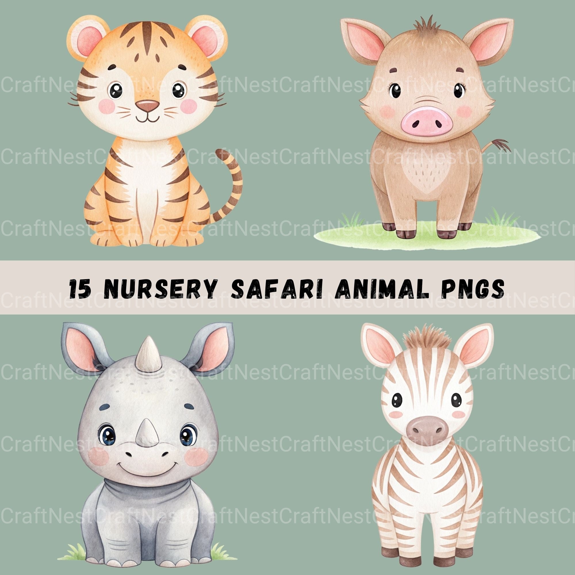 Safari Animals Nursery Clipart Bundle