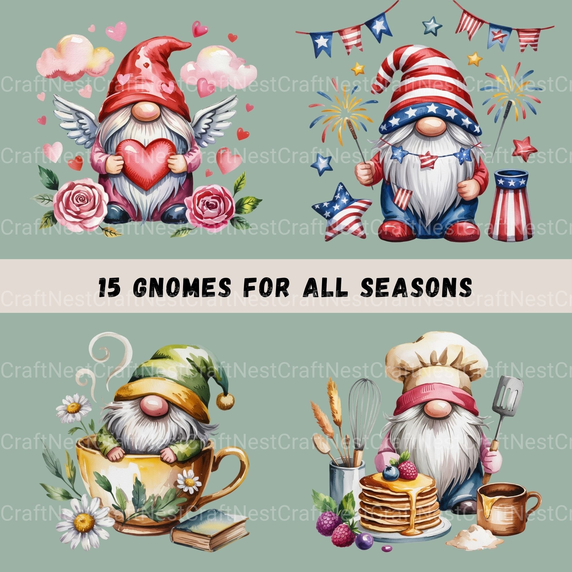 Gnomes For All Seasons Clipart Bundle
