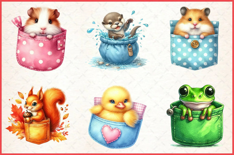 Peeking Animals Pocket Clipart Bundle - CraftNest - Digital Crafting and Art