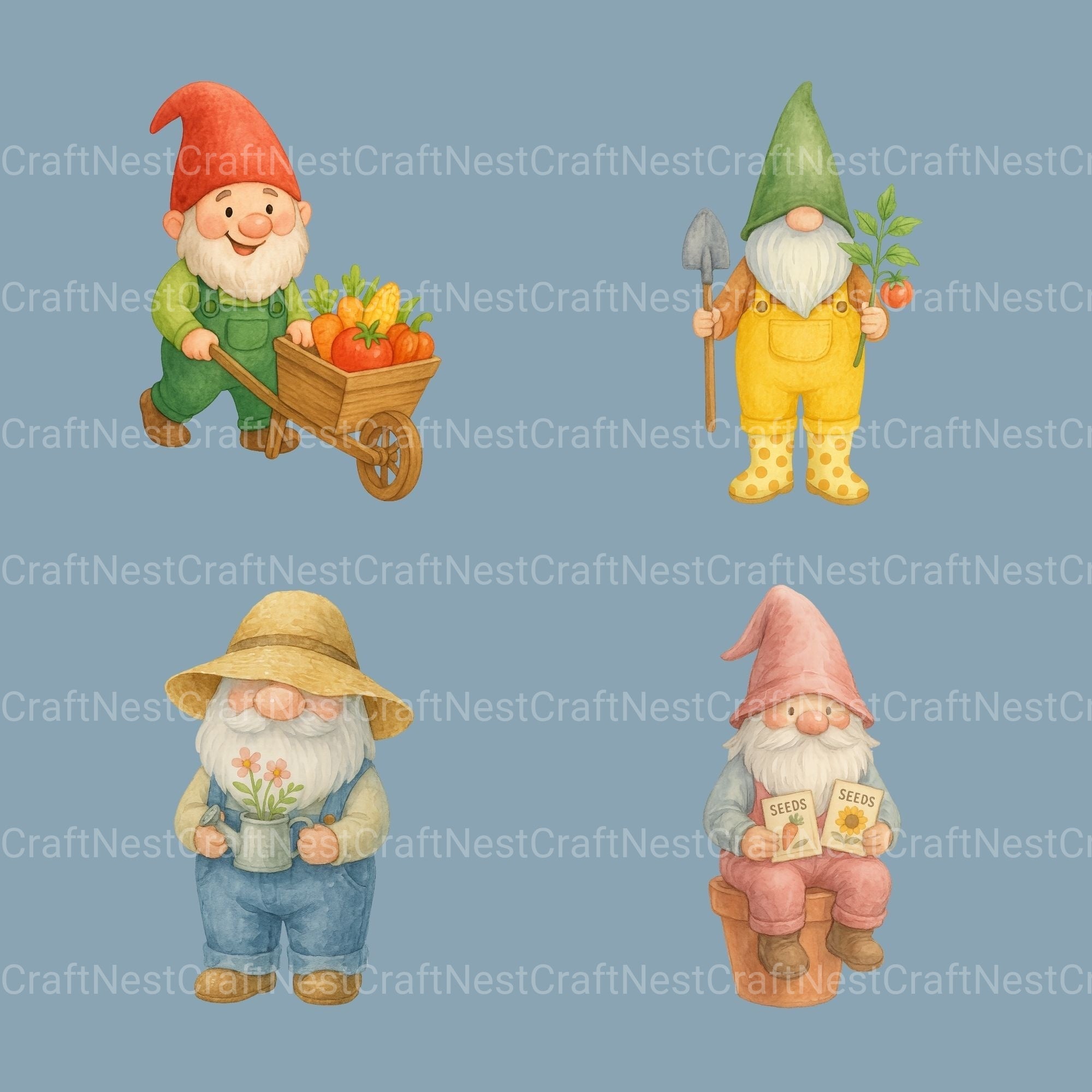 Gnomes Gardening 1 Clipart Bundle
