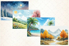 Seasons Landscape Clipart Bundle - CraftNest - Digital Crafting and Art