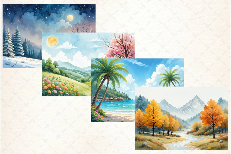 Seasons Landscape Clipart Bundle - CraftNest - Digital Crafting and Art