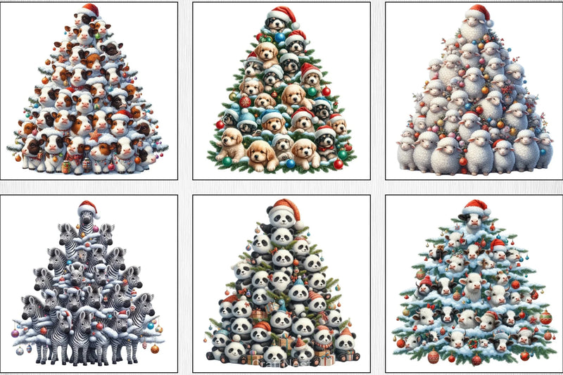 Animal Christmas Tree Clipart Bundle - CraftNest - Digital Crafting and Art