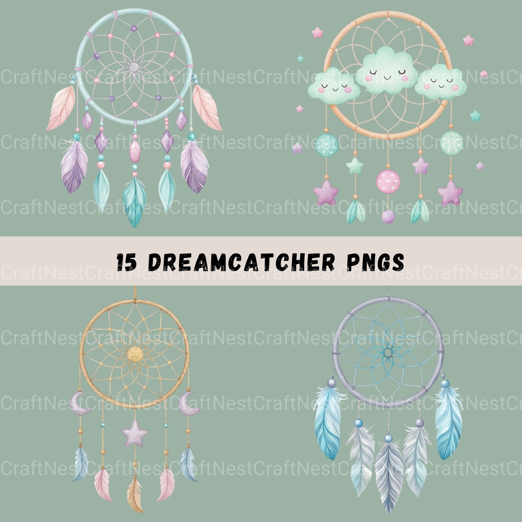 Dreamcatchers Pastel Clipart Bundle