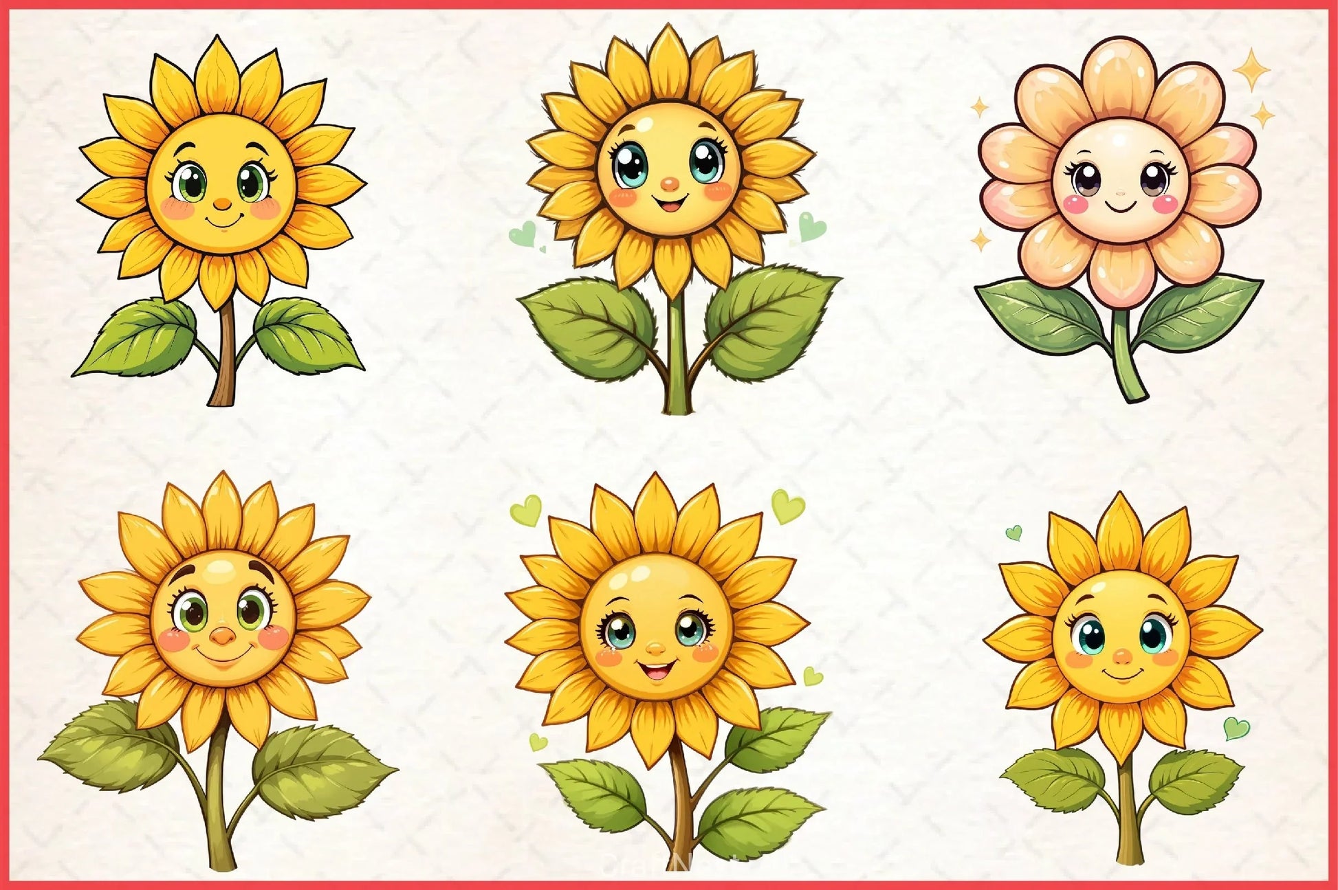 Cute Sunflower Clipart Bundle - CraftNest - Digital Crafting and Art