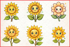 Cute Sunflower Clipart Bundle - CraftNest - Digital Crafting and Art