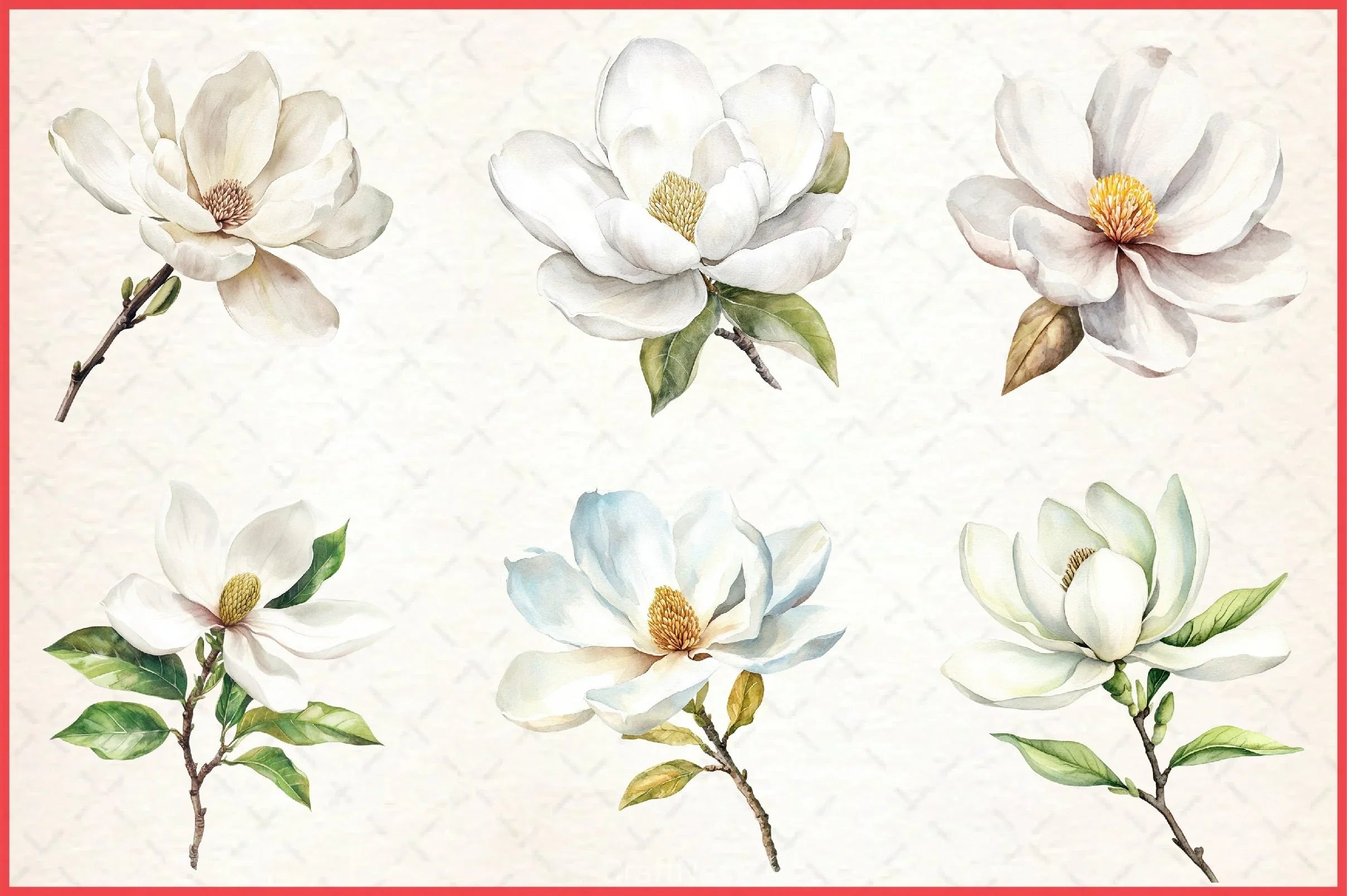White Magnolia Clipart Bundle - CraftNest - Digital Crafting and Art