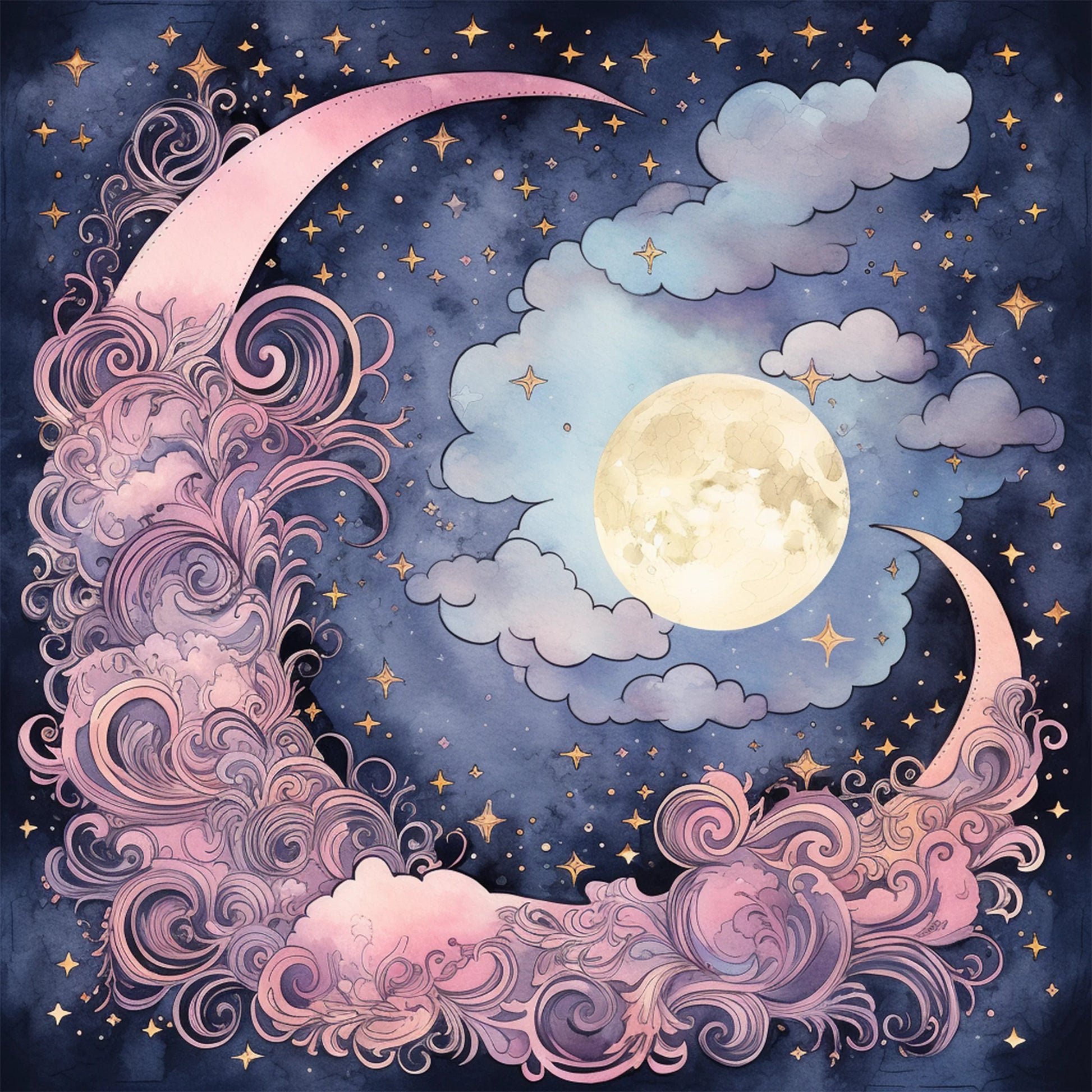 Moon Boho Seamless Digital Paper - CraftNest - Digital Crafting and Art