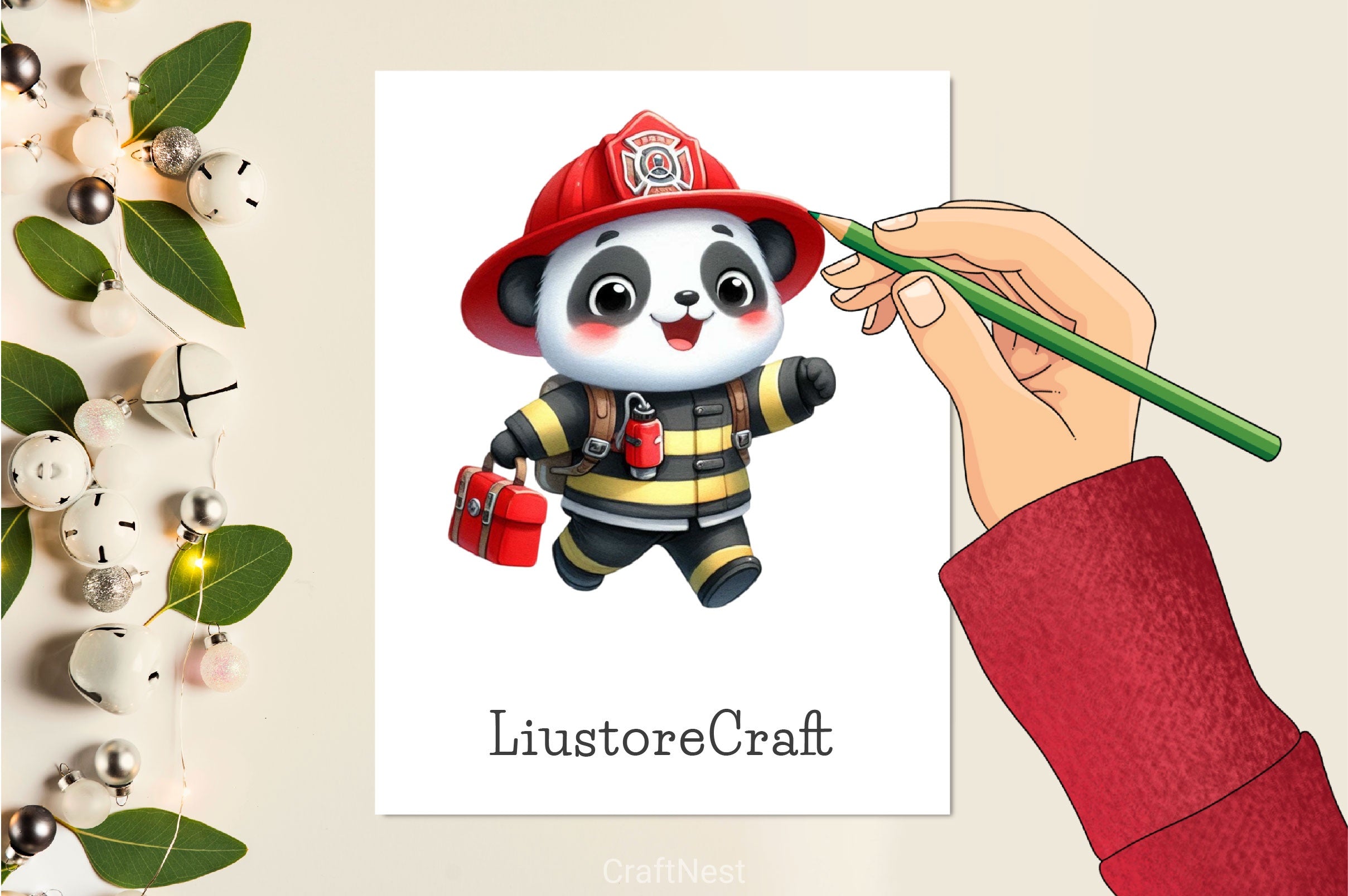 Cute Firefighter Animals Clipart Bundle 3