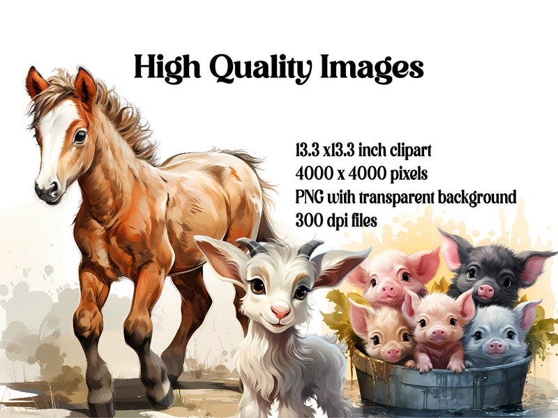 Cute Farm Animals Clipart - CraftNest