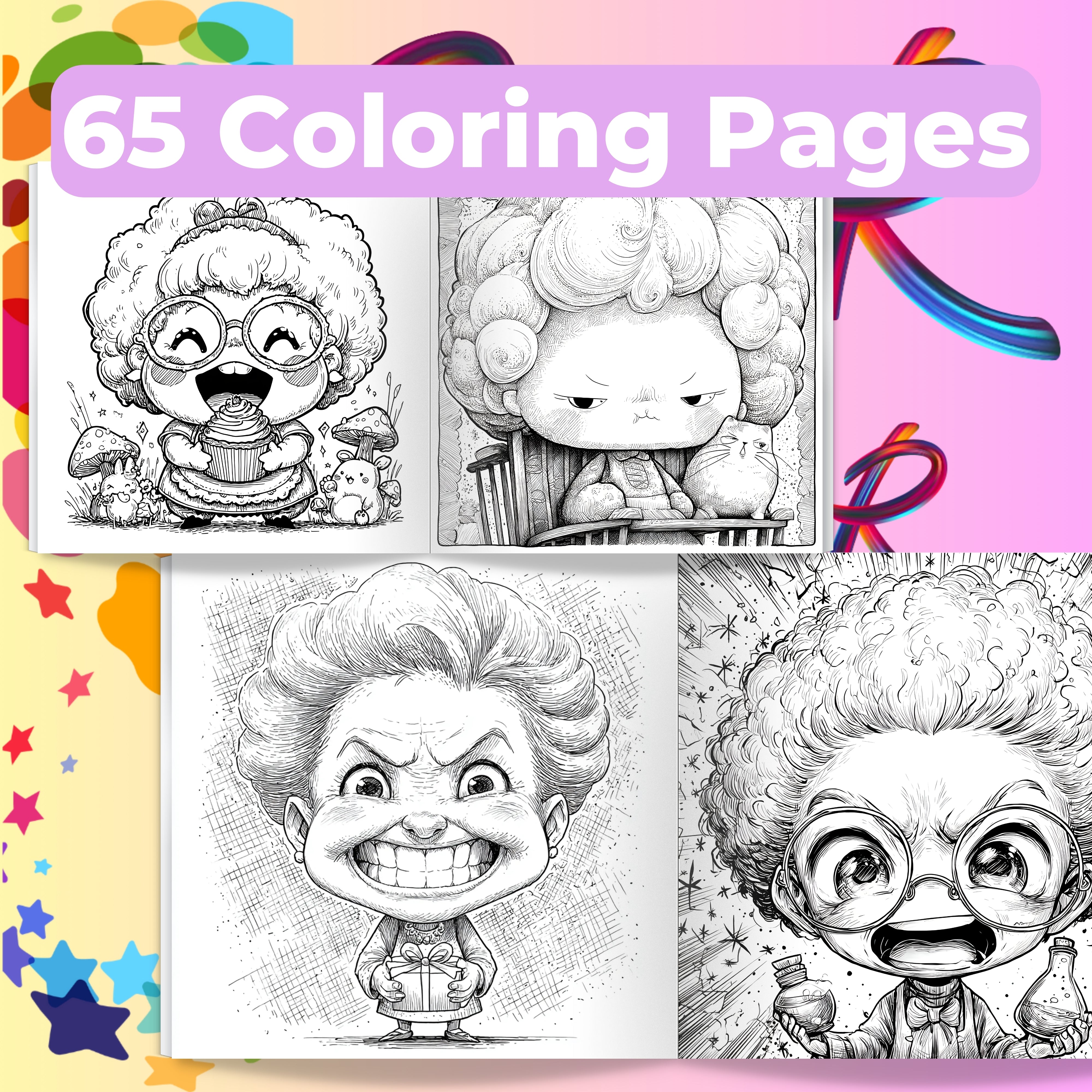 Whimsical Grandma Coloring Books Bundle