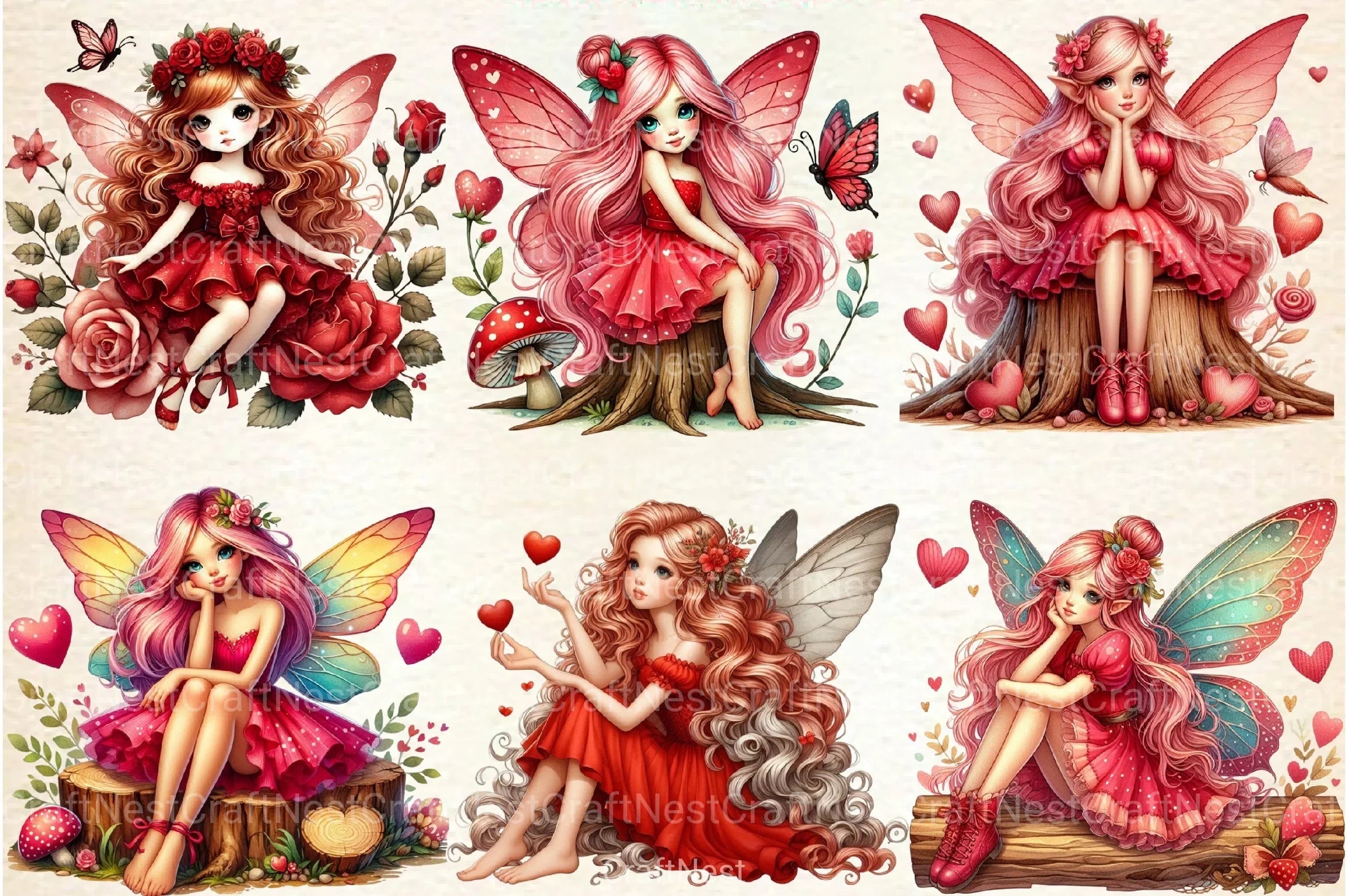 Valentine's Fairy Girl Clipart Bundle - CraftNest - Digital Crafting and Art