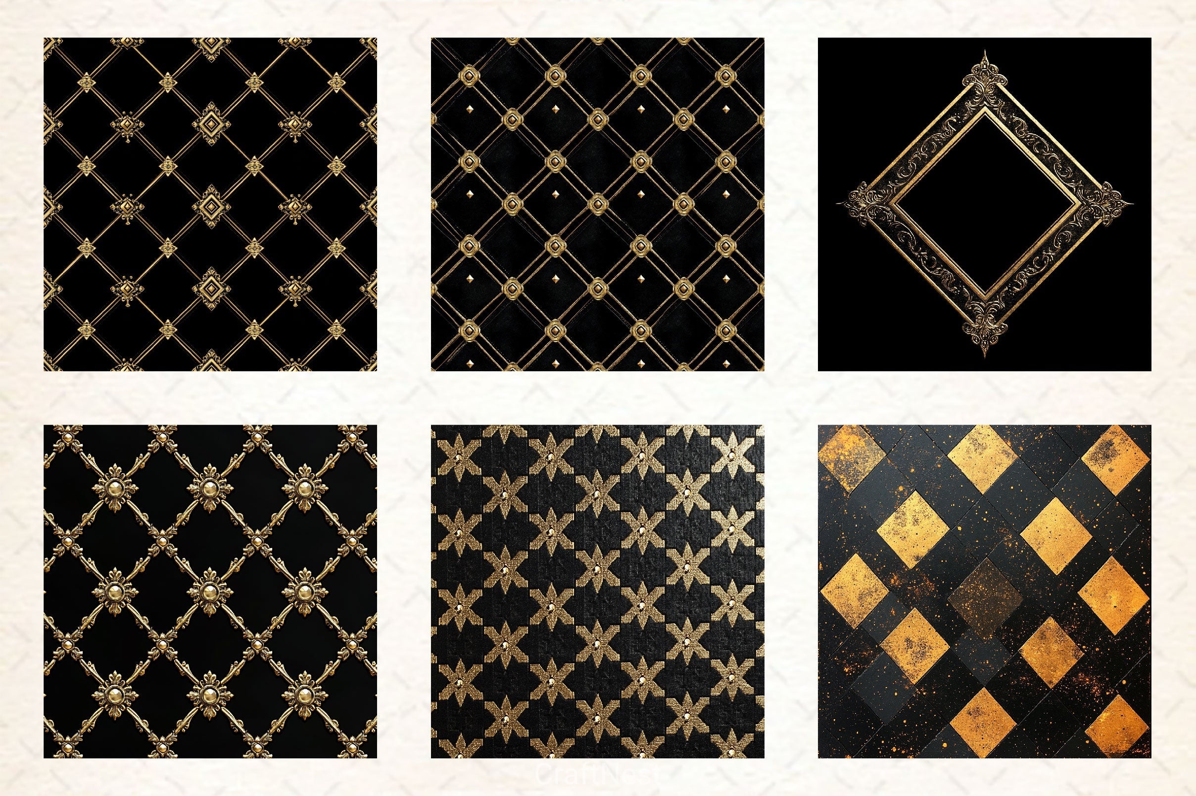 Black And Gold Diamond Digital Paper