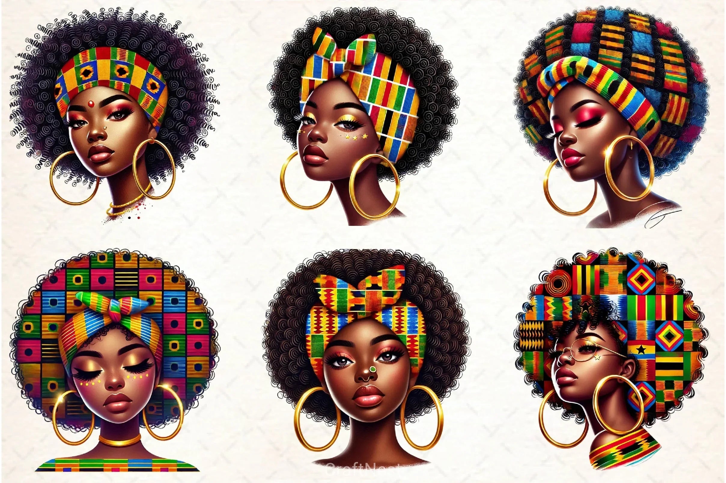Afro Girl Clipart Bundle - CraftNest - Digital Crafting and Art