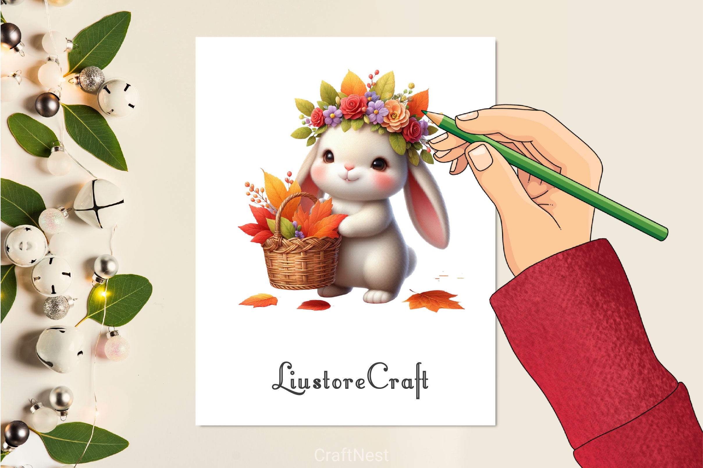 Cute Autumn Bunny Clipart Bundle 2