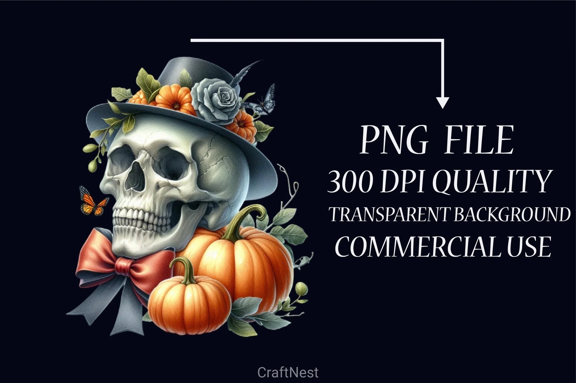 Halloween Skull Bow Clipart Bundle - CraftNest - Digital Crafting and Art