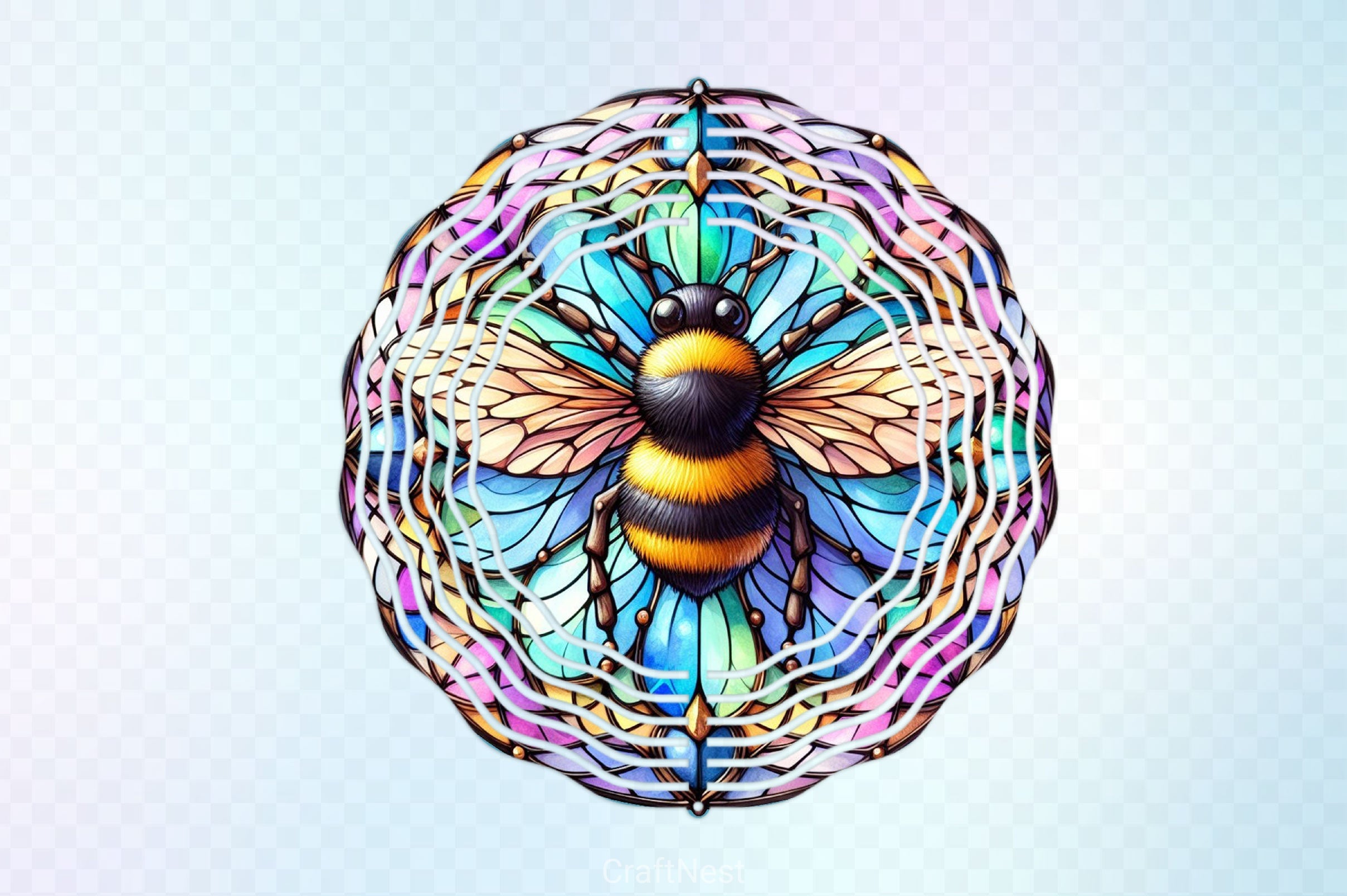 Stained Glass Bee Wind Spinner Clipart Bundle