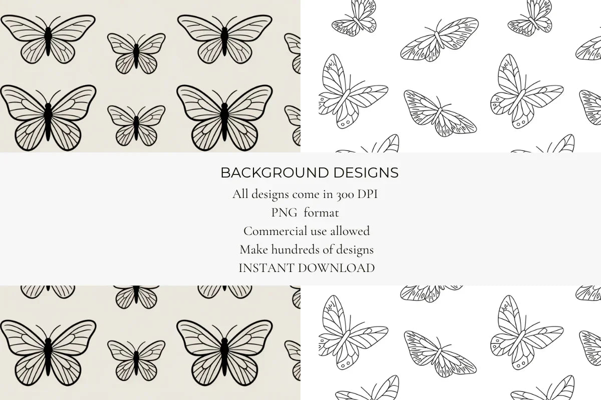 Ink Butterflies Seamless Papers - CraftNest - Digital Crafting and Art