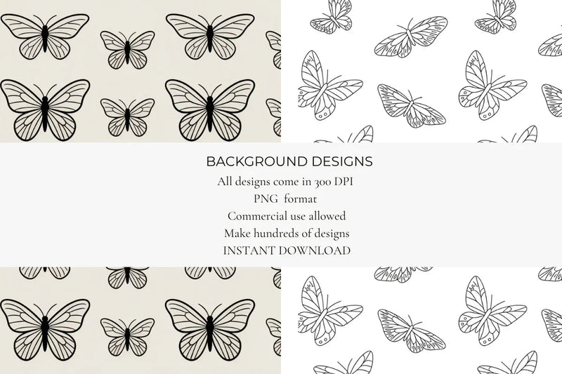 Ink Butterflies Seamless Papers - CraftNest - Digital Crafting and Art