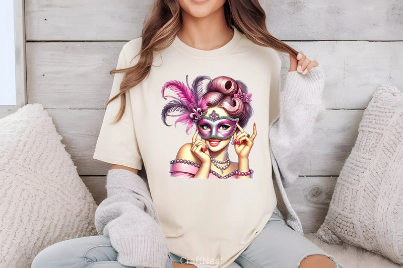 Mardi Gras Carnival Mask Girl Clipart Bundle 1 - CraftNest - Digital Crafting and Art