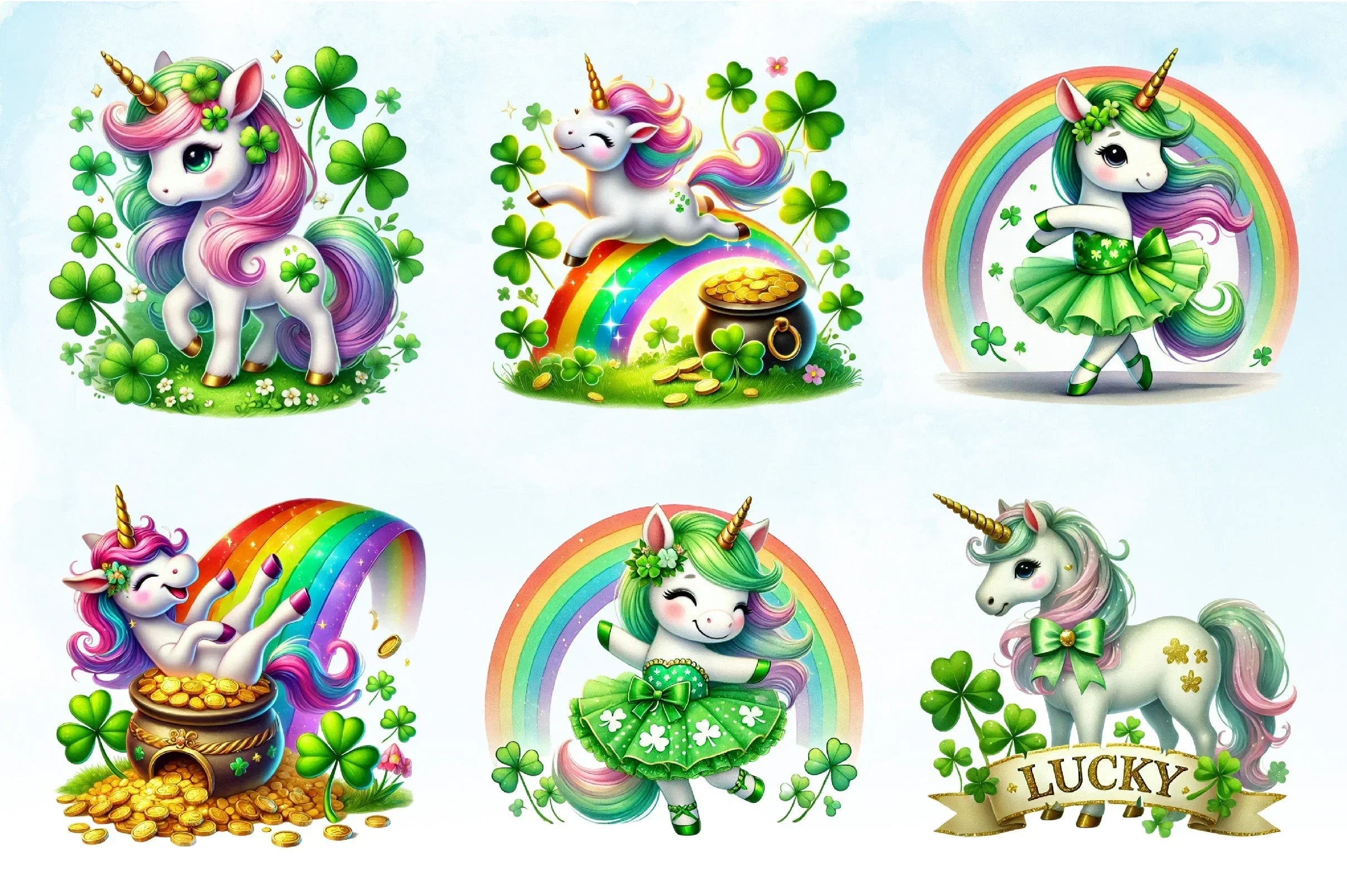 St Patrick's Day Unicorns Clipart Bundle 2 - CraftNest - Digital Crafting and Art