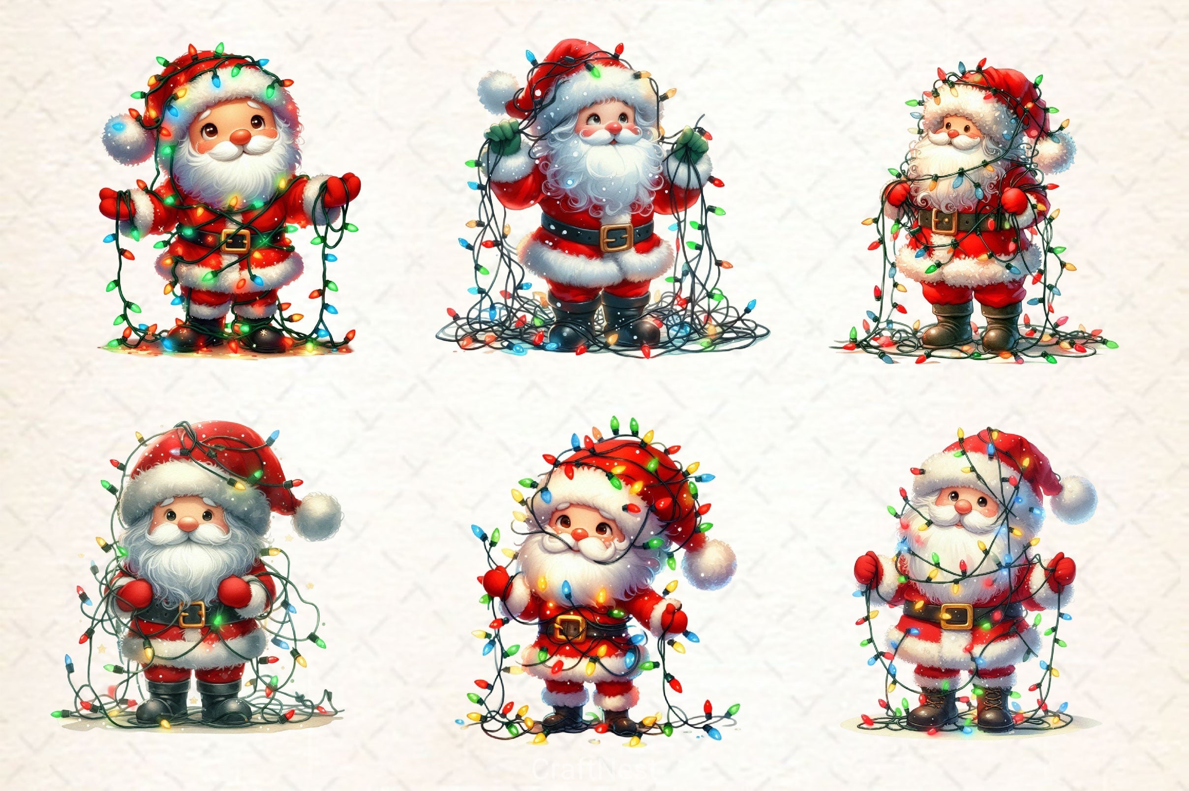 Cute Santa Christmas Clipart Bundle