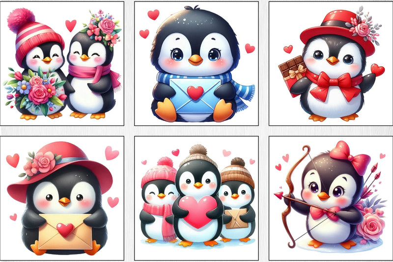 Valentine Penguin Clipart Bundle - CraftNest - Digital Crafting and Art