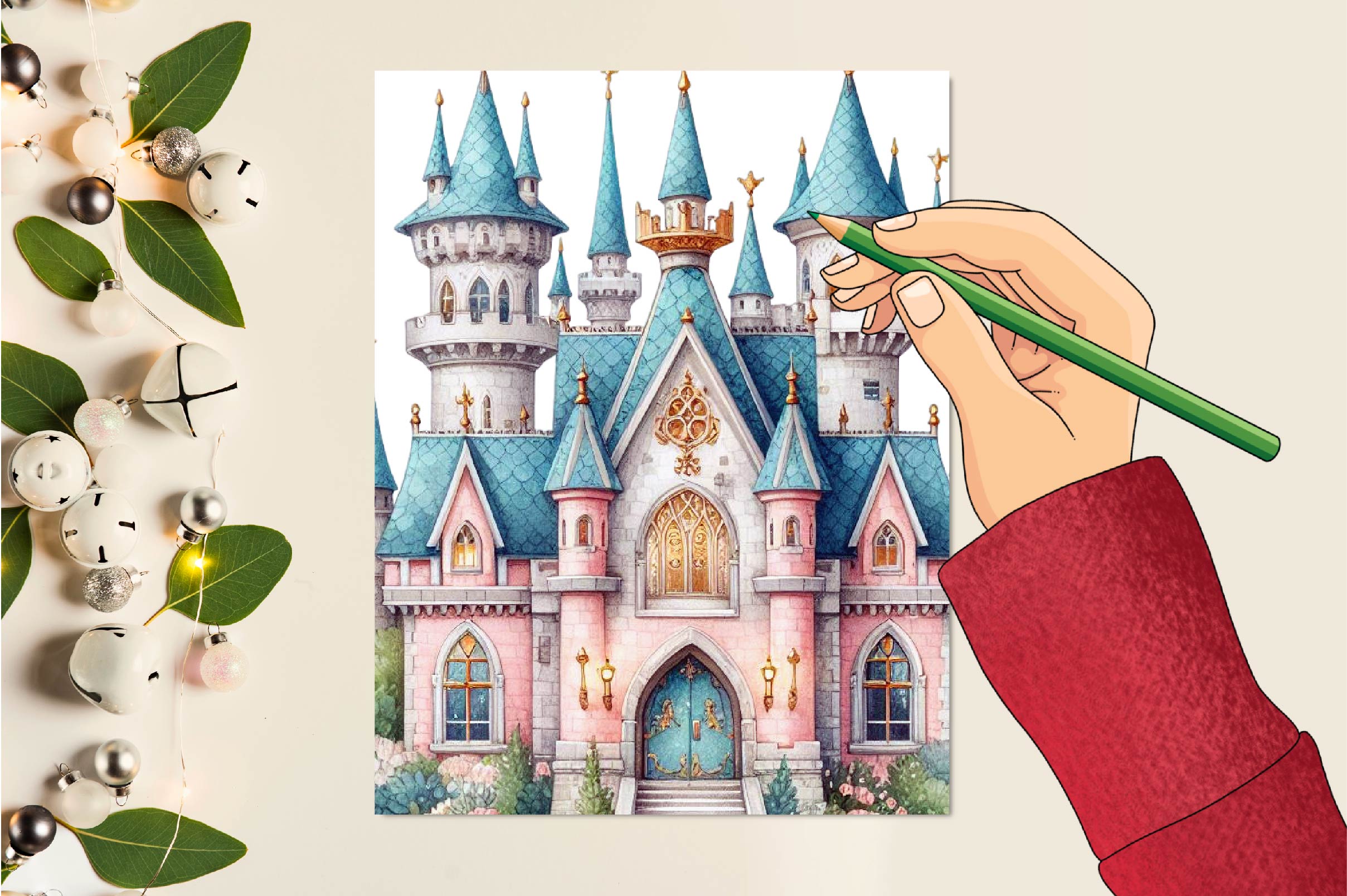 Pink Princess Castle Clipart Bundle - CraftNest - Digital Crafting and Art