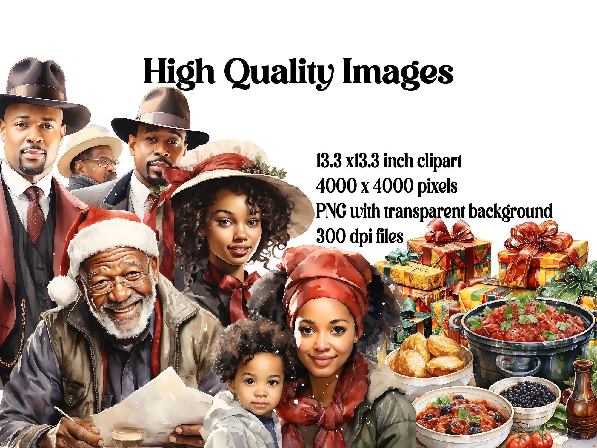 Afro-American Christmas clipart - CraftNest