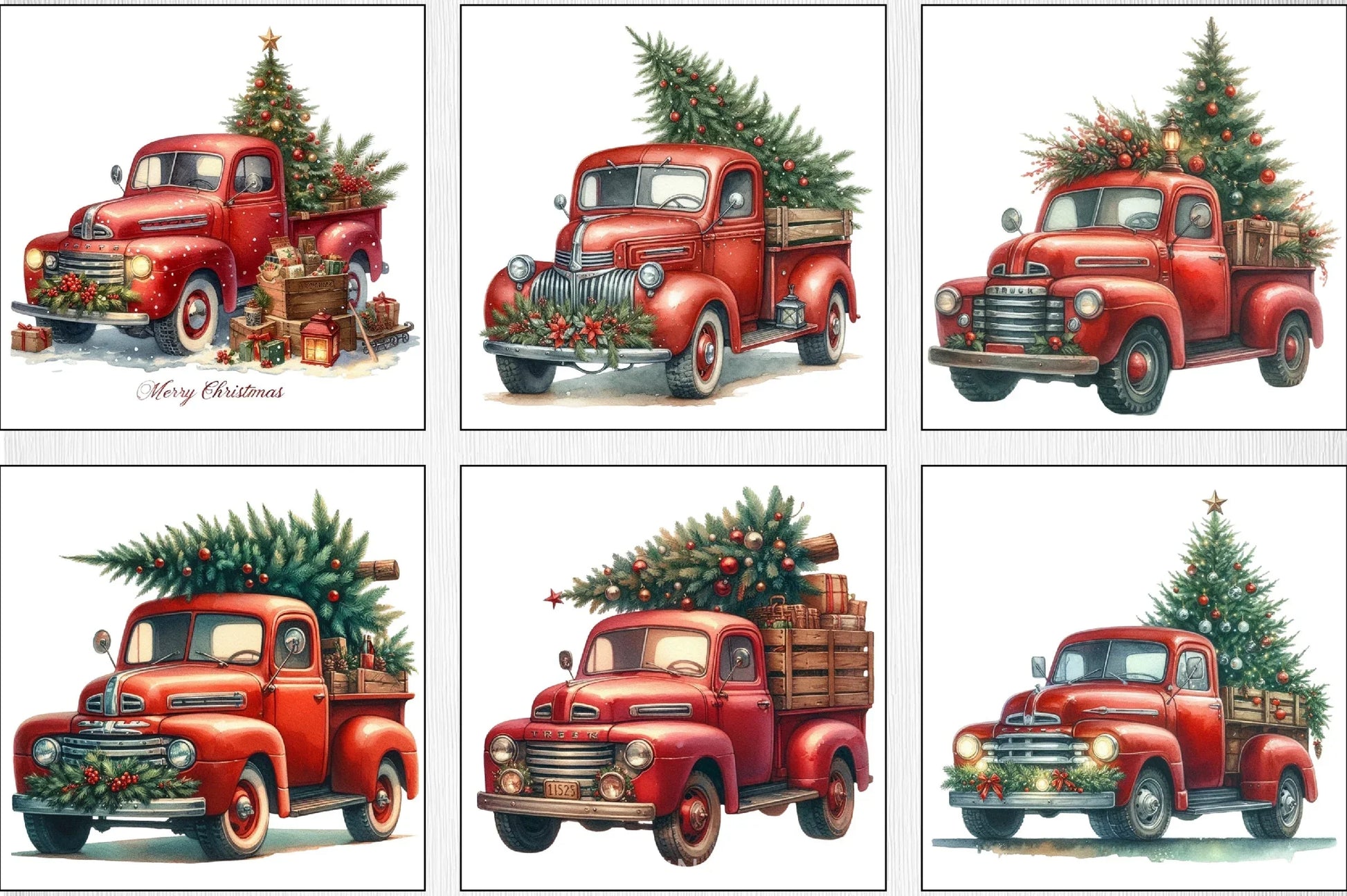 Christmas Red Truck Clipart Bundle - CraftNest - Digital Crafting and Art