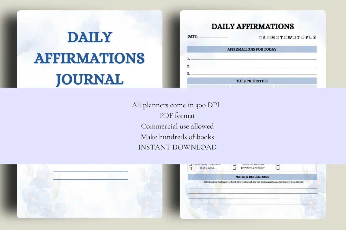 Daily Affirmations Journal KDP Planner - CraftNest - Digital Crafting and Art