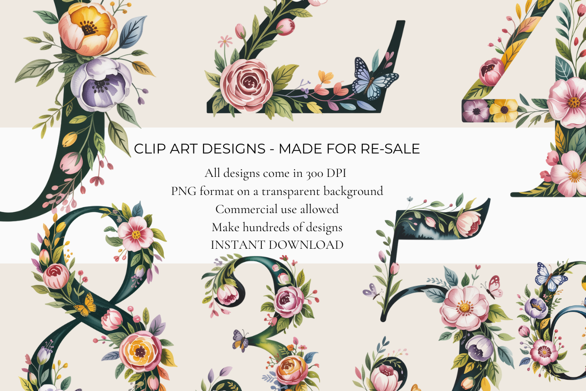 Wildflower Flower Numbers Clipart