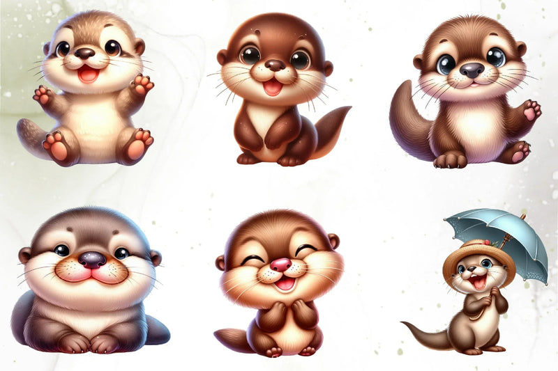 Cute Otter Clipart Bundle - CraftNest - Digital Crafting and Art
