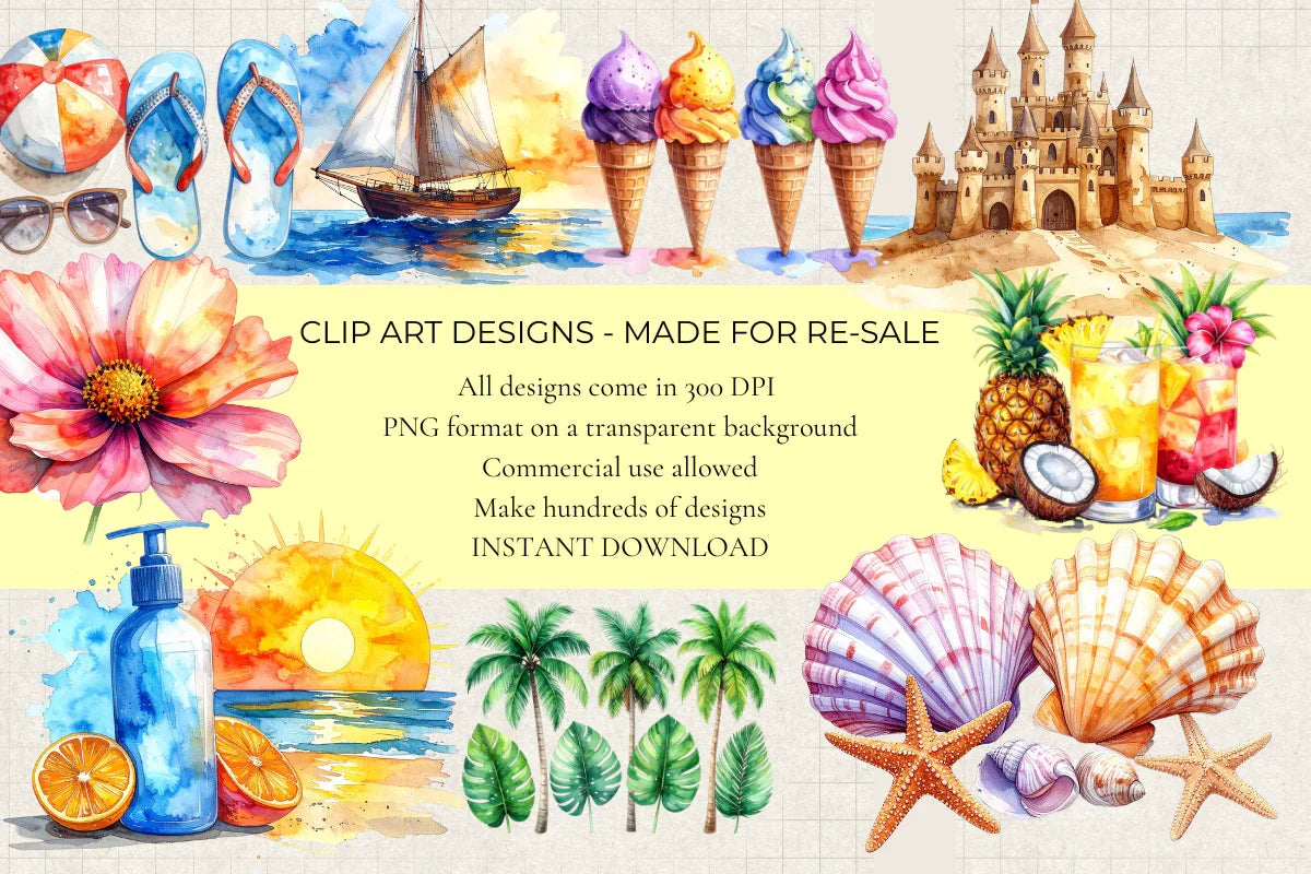 Summer Holiday Clipart - CraftNest - Digital Crafting and Art