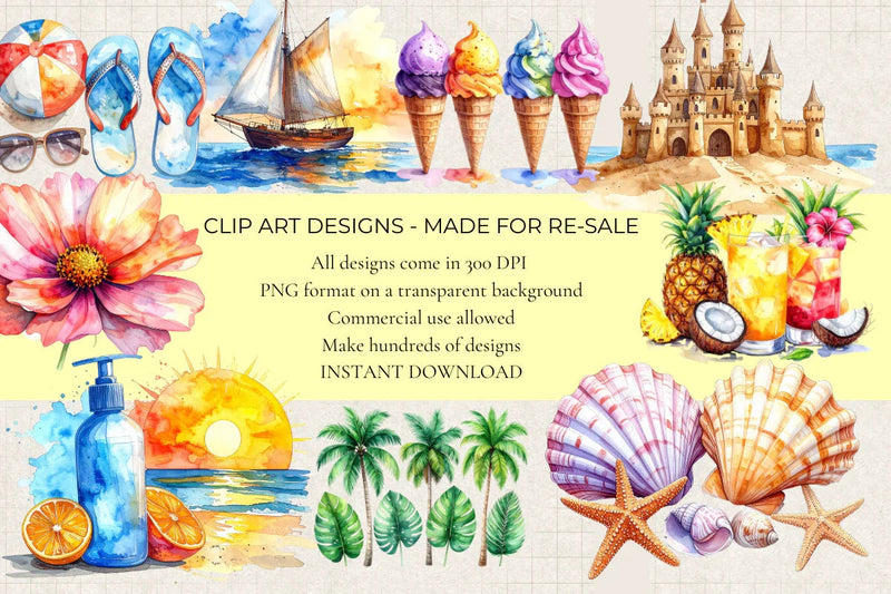 Summer Holiday Clipart - CraftNest - Digital Crafting and Art