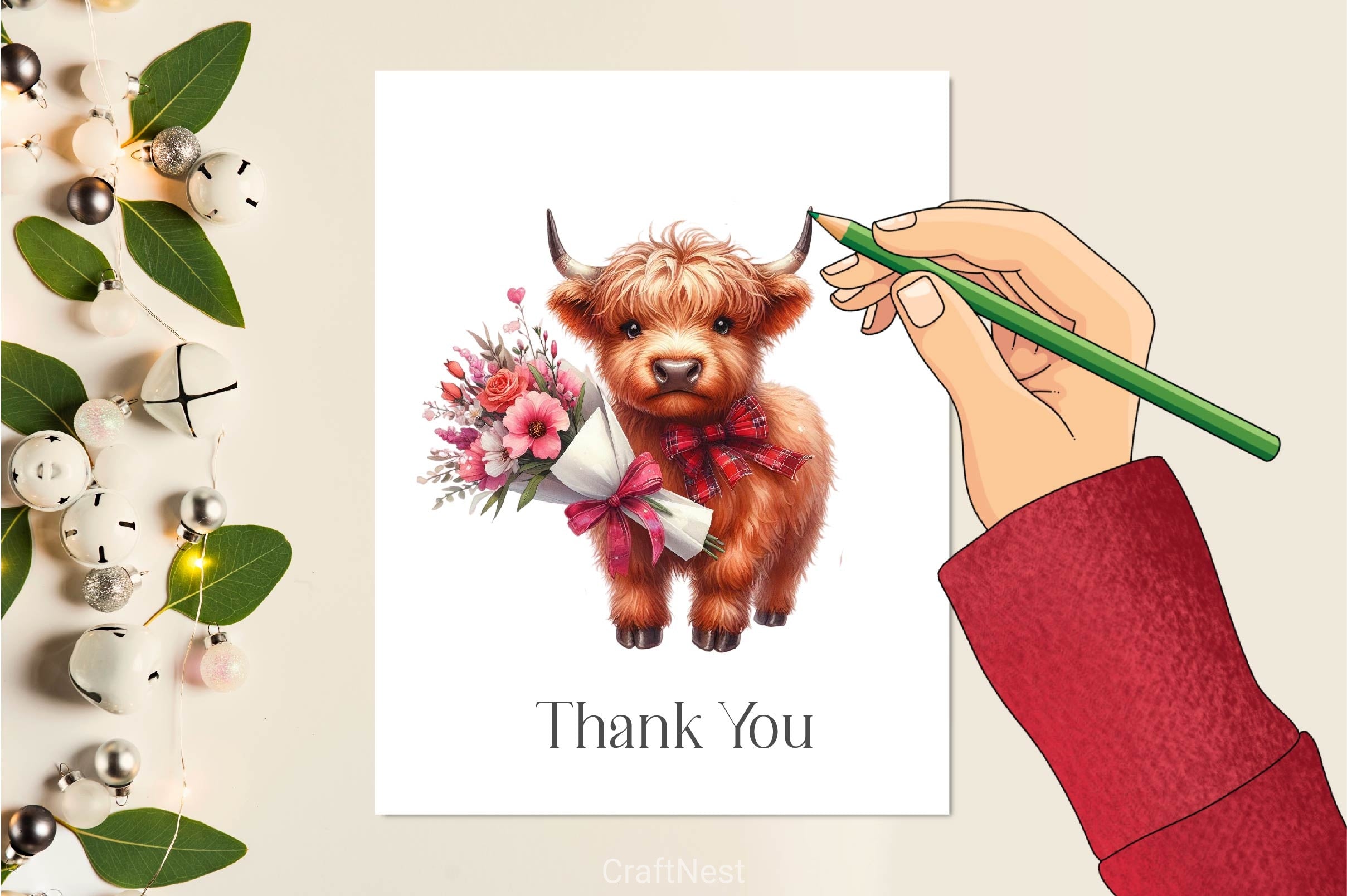 Valentines Highland Cows Clipart Bundle