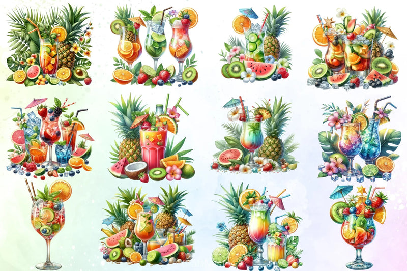 Cocktail Summer Clipart Bundle - CraftNest - Digital Crafting and Art
