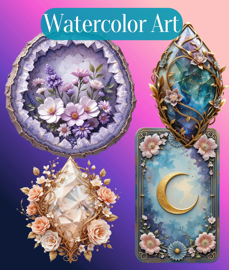 3D Ethereal Celestial Flowers Clipart Bundle - CraftNest - Digital Crafting and Art