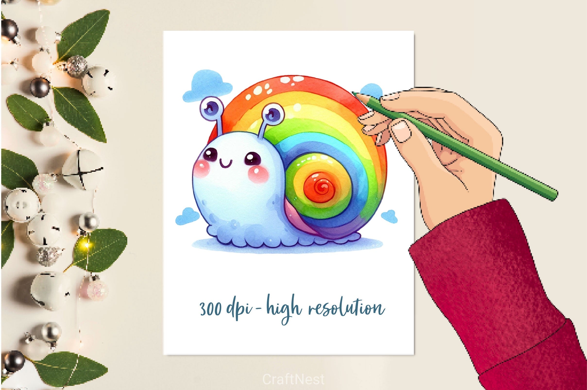 Rainbow Snail Clipart Bundle 2