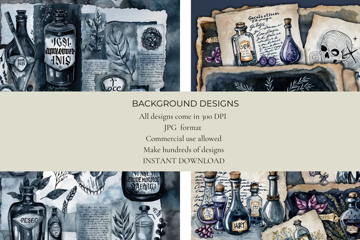 Gothic Apothecary Junk Journal Papers - CraftNest - Digital Crafting and Art