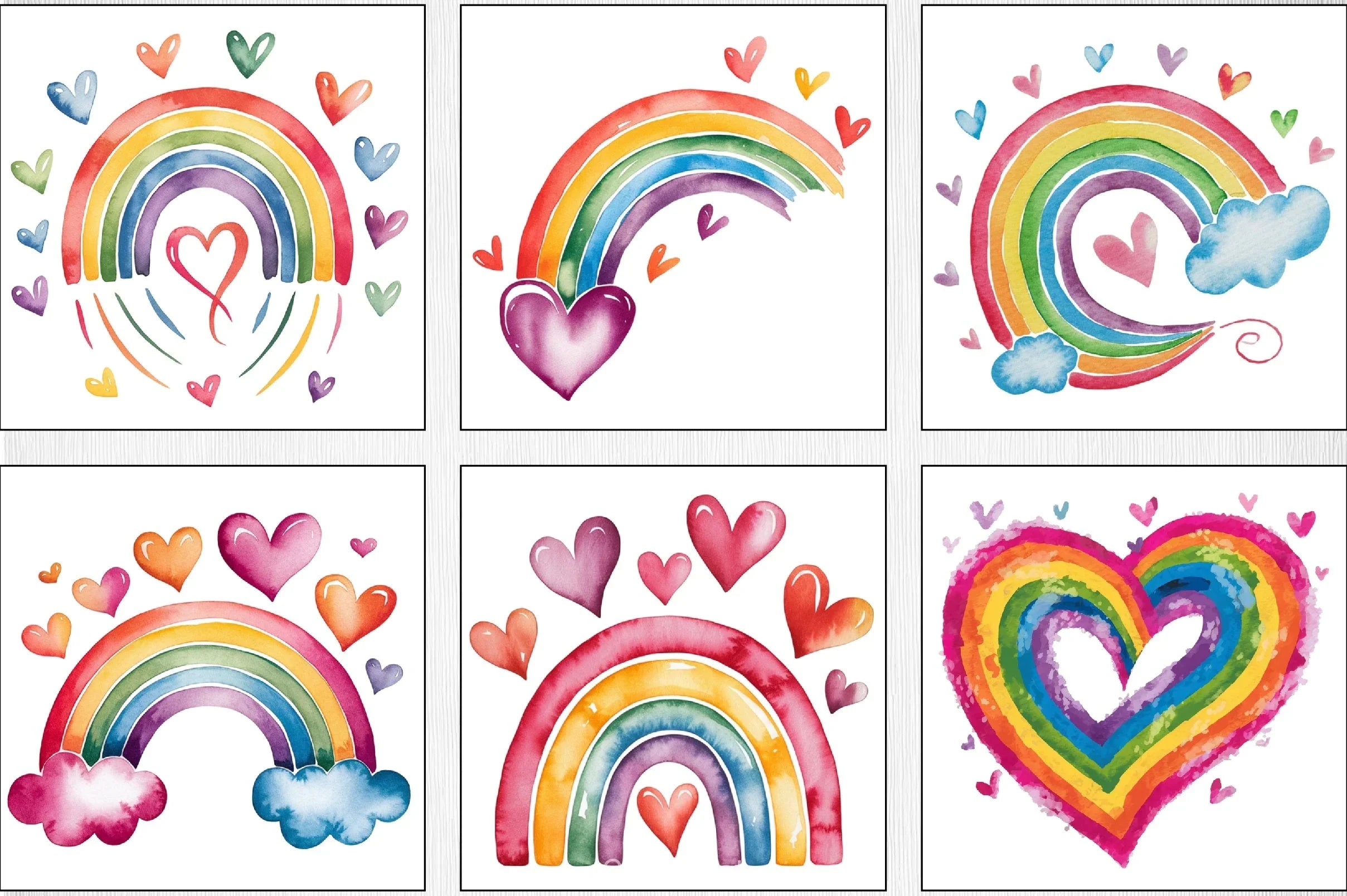 Valentine's Day Rainbow Clipart Bundle 2 - CraftNest - Digital Crafting and Art
