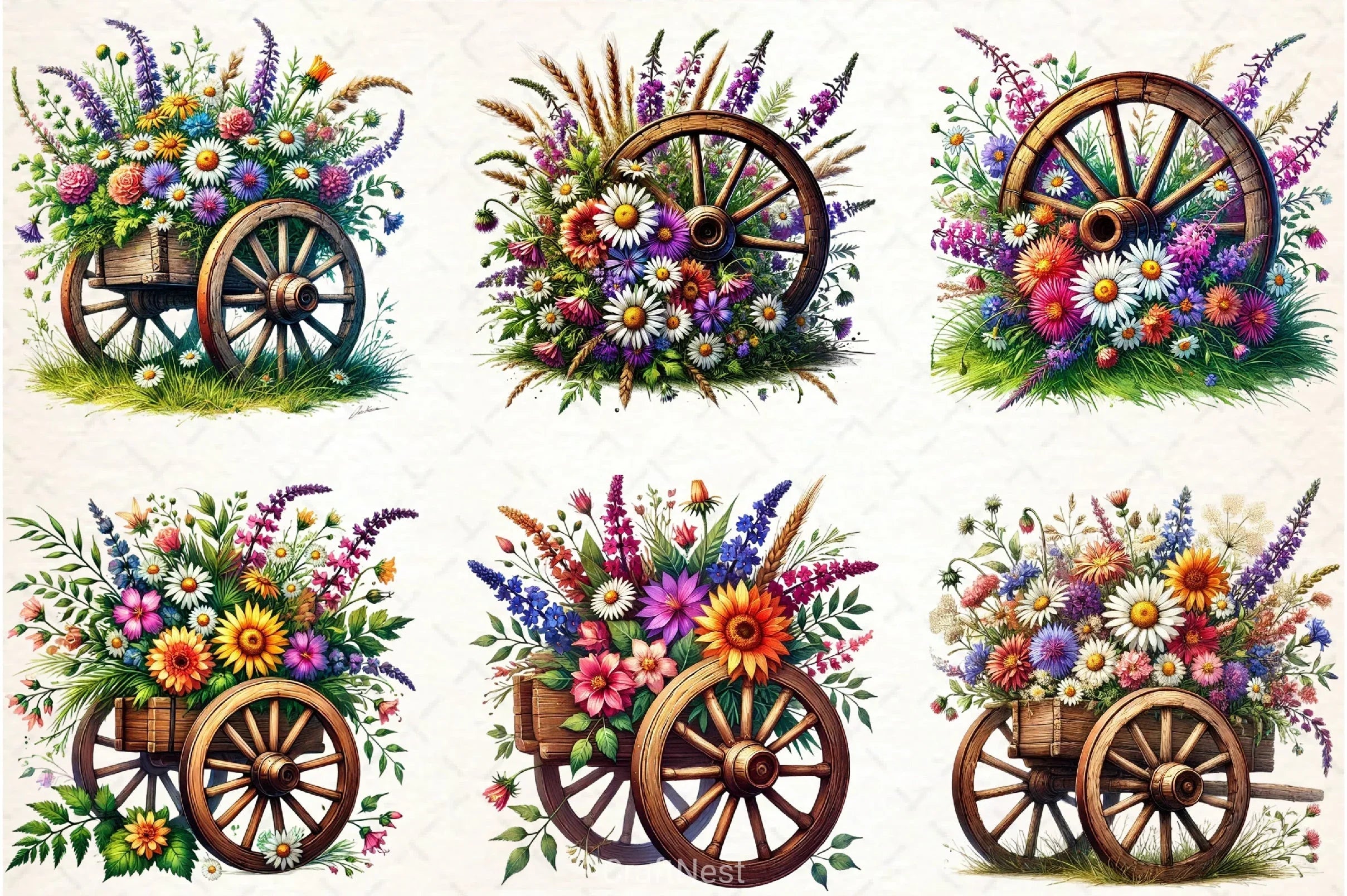 Spring Wheel Clipart Bundle - CraftNest - Digital Crafting and Art
