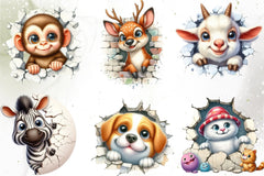 Broken Wall Animal Clipart Bundle - CraftNest - Digital Crafting and Art
