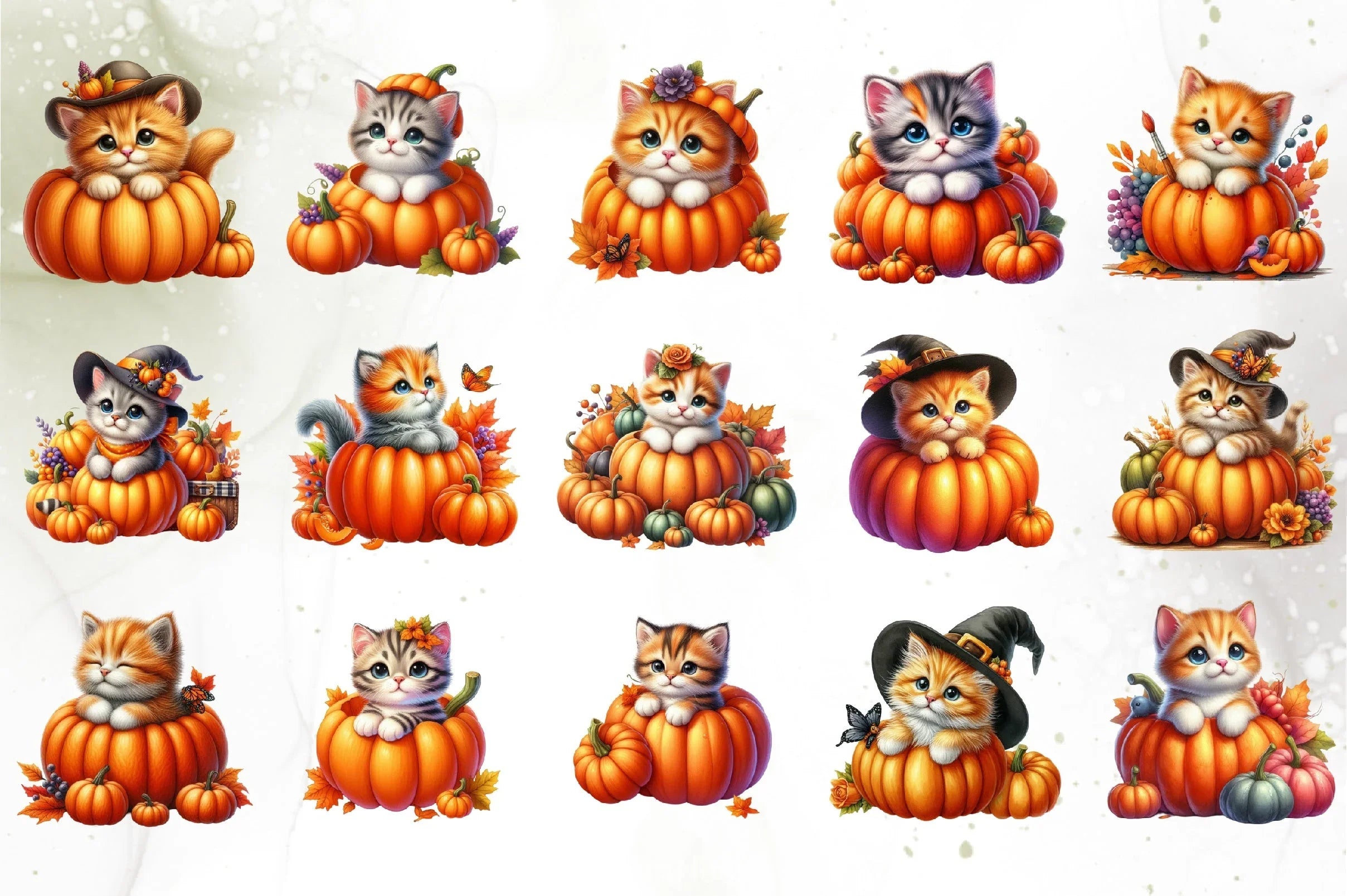 Cute Kitten Pumpkins Clipart Bundle - CraftNest - Digital Crafting and Art